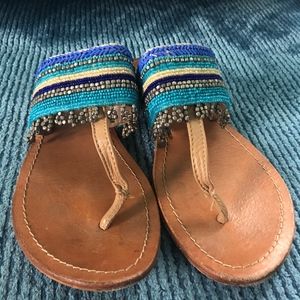 Beaded Blue Sandals Size 8!